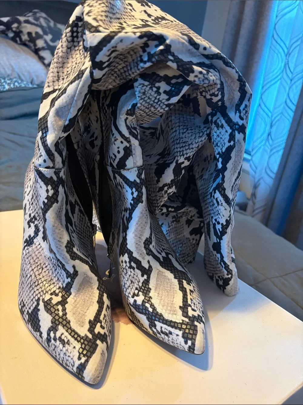 Jessica Simpson Black & White Snake-Print Over-the-Knee Boots